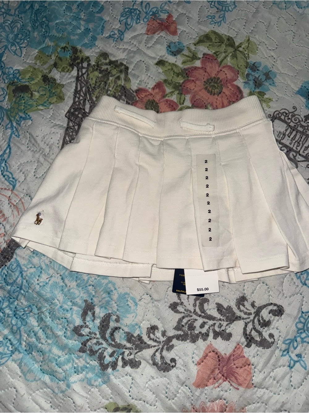 Ralph Lauren Cream Pleated Tennis Skirt with Polo Logo